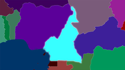 Cameroon, administrative divisions - light glow