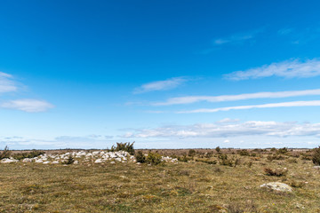 Remote ancient remains  in a great plain grassland