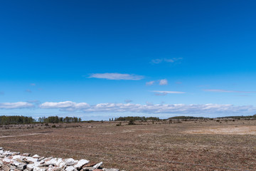 Great wide barren grassland, nature reserve at the Stora Alvaret in Sweden