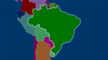 Brazil, administrative divisions - light glow