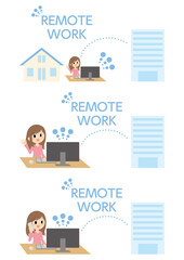 リモートワークの女性のセット