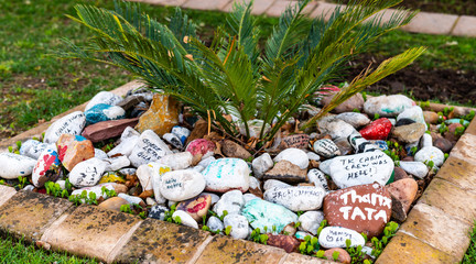 Fototapeta premium Labeled stones in front of Nelson Mandela's house (Houghton, Johannesburg) where he died