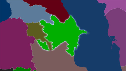 Azerbaijan, administrative divisions - light glow