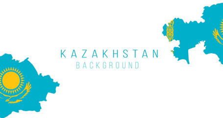 Fototapeta premium Kazachstan flag map background. The flag of the country in the form of borders. Stock vector illustration isolated on white background.