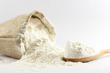 Wheat flour isolated on a white background
