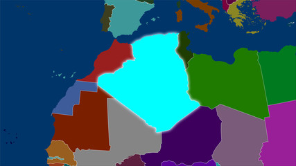 Algeria, administrative divisions - light glow