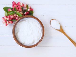 Healthy cereal yogurt with vitamin c fruit berry for adjust lactobacillus