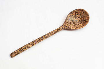 Spoon wood on white background.