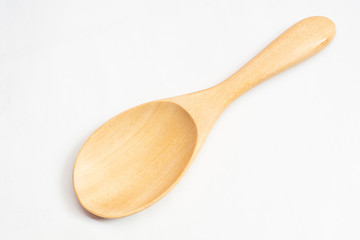 Spoon wood on white background.