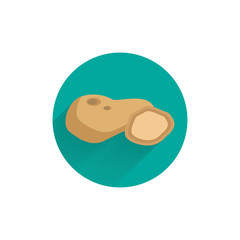 Obraz premium Potato colorful flat icon with long shadow. Potato flat icon