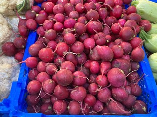 Radish in a box. Fresh radish in a box