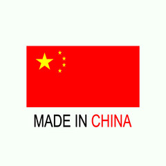 made in china label icon with flag