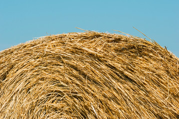 bale of straw abstract background, blue sky