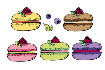 Set of multi-colored macaroon, sweets. Vector illustration