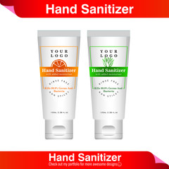 Instant Alcohol Based Hand sanitizer easy squeeze tube label design vector illustration.
