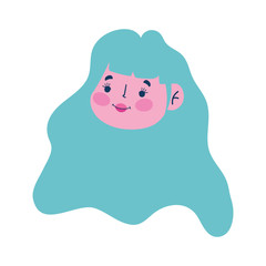 cute young woman face cartoon isolated icon on white background