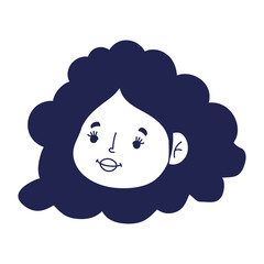 cute young woman face cartoon isolated icon on white background