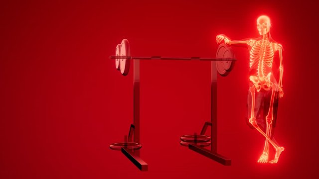 man in gym room with visible bones