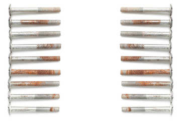Old bolt isolated on white background. Rusty bolts.
