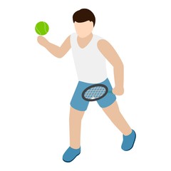 Tennis player icon. Isometric illustration of tennis player vector icon for web