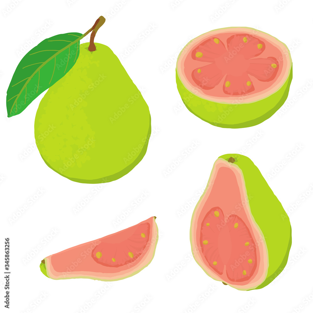 Poster guava icons set. isometric set of guava vector icons for web design isolated on white background