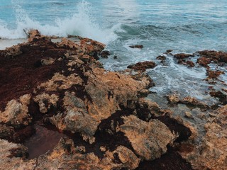 Rocky Beach with Crashing Waves