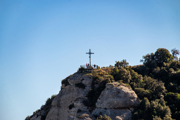 Montserrat monastery on mountain in Barcelona, Catalonia.