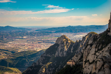 Montserrat monastery on mountain in Barcelona, Catalonia.