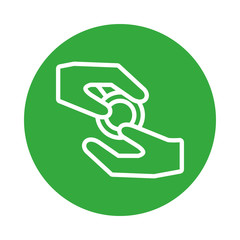 hand giving coin isolated icon