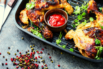 Marinated grilled chicken meat