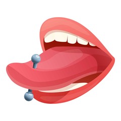Tongue piercing icon. Cartoon of tongue piercing vector icon for web design isolated on white background