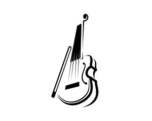 Violin Illustration with Silhouette Style
