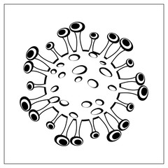 Vector illustration with outlines of bacteria, virus, cells, germs or epidemic bacillus. For web, logo, app, UI. Isolat