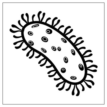 recommend clip art: Vector illustration with outlines of bacteria, virus, cells, germs or epidemic bacillus. For web, logo, app, UI. Isolat