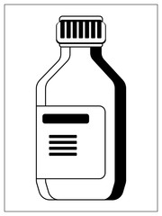 Vector illustration with outlines of medical bottle for medicine. For web, logo, app, UI. Isolated