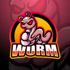 Worm mascot esport logo design