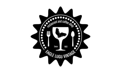 logo of the restaurant's emblem, vintage style with an eagle theme