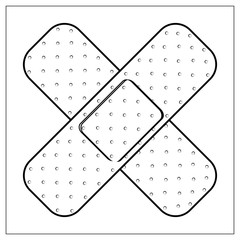 Vector illustration with outlines of injury tape plaster. For web, logo, app, UI. Isolated