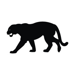 Naklejka premium Panther leopard hunter dark silhouette animal Africa, jaguar hunter run dangerous mascot