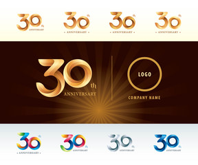 Set of 30th Anniversary logotype design, Thirty years celebration Anniversary Logo