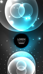 Glowing neon shiny transparent abstract geometric shapes with light effects. Techno futuristic vector abstract background For Wallpaper, Banner, Background, Card, Book Illustration, landing page