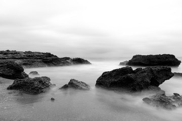 A sunrise in black and white in Oropesa del Mar