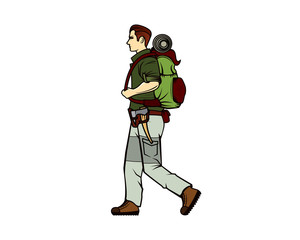 Hiking Man and Adventurer Illustration