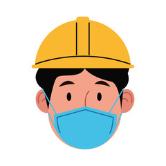 builder worker using face mask for covid 19