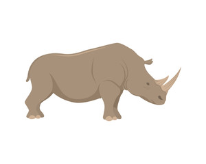 Detailed Rhinoceros with Standing Gesture Illustration