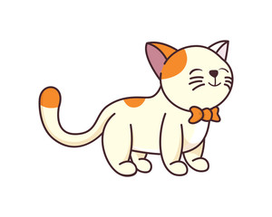 Cute and Sweet Kitten Illustration with Cartoon Style