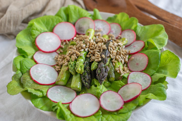 healthy spring salad with asparagus