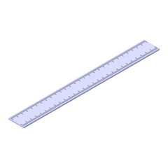 Steel long ruler icon. Isometric of steel long ruler vector icon for web design isolated on white background