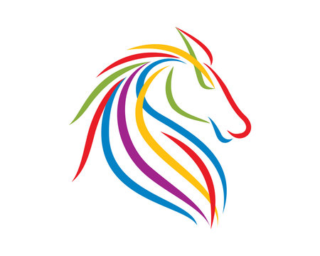 Colorful Horse Head Illustration with Silhouette Style