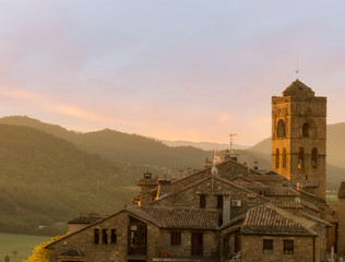 A sunrise in the town of Ainsa in Huesca